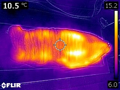 Thermal imaging during testing of sleeping bag.