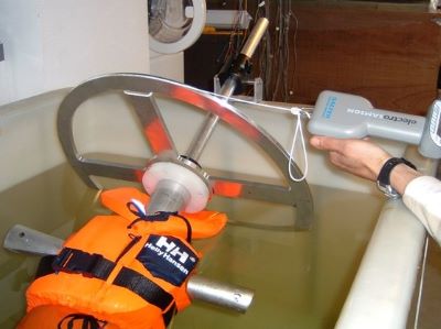 Operator monitoring force of torso torque model with lifejacket